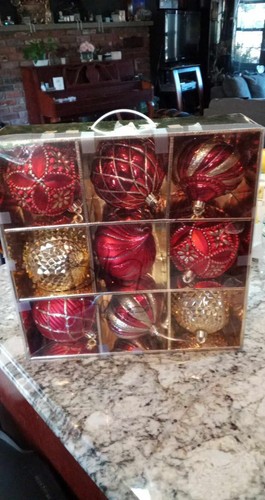 MARTHA STEWART LIVING GEOMETRIC AND SWIRL SHATTER RESISTANT ORNAMENTS 9 pc