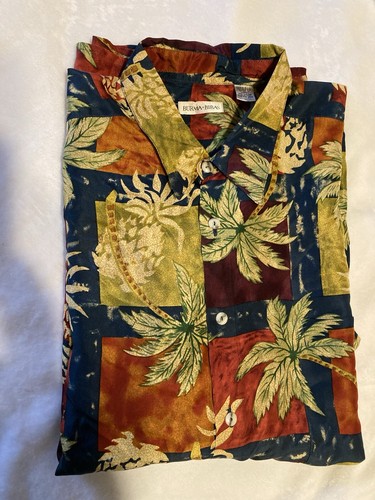 Vintage Burma Bibas Herren Large Seidenhemd Palme Hawaii Tropical Urlaub - Bild 5 von 5