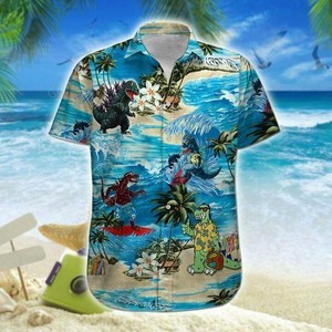 Godzilla Tropical Short Sleeve Button 