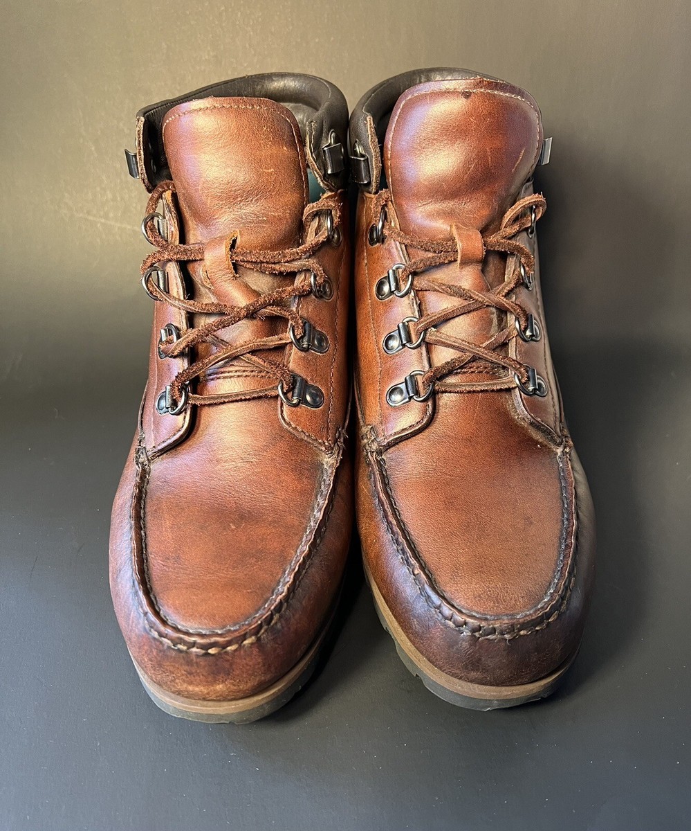 H.H. Brown Leather Mountaineering Hiking Moc Toe Boots  display picture 1