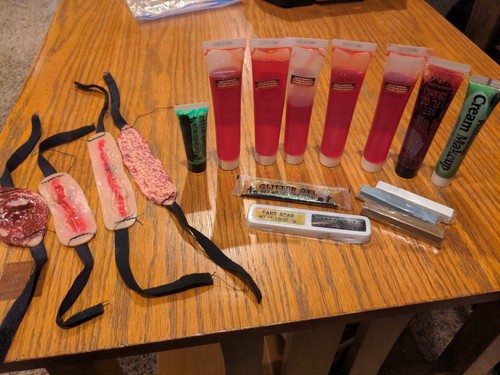 Realistic Fake Blood Vampire Zombie Makeup Props Halloween & Patches - Some Used