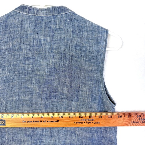 Tommy Bahama Lino Bolsillo Sin Mangas Camisa Vestido Mujer XXS Blanco Azul Tinte por Inmersión - Imagen 6 de 9
