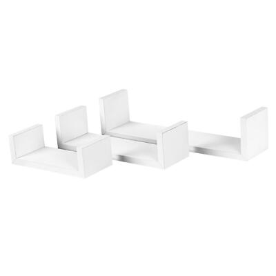3x U Form Schwebendes Holz Wandregal Bücherregal Regal Weiß 3 Größen