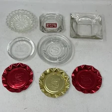 VTG Glass & Tin Cigarette Cigar Ashtrays ~ Ramada Inn, Sheraton Hotel, Miller