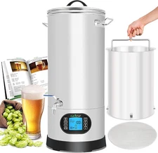 Nutrichef All In One Home Beer Brewing Mash and Boil Device 5-Piece Stainless St