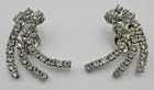 VTG CLIP ON clear Rhinestone silver tone metal pair Earring Costume Jewelry