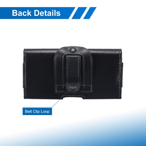 Phone Belt Holder for 4.7" Phone Horizontal Leather Black 5.6"x2.8"x0.5" - Zdjęcie 4 z 7