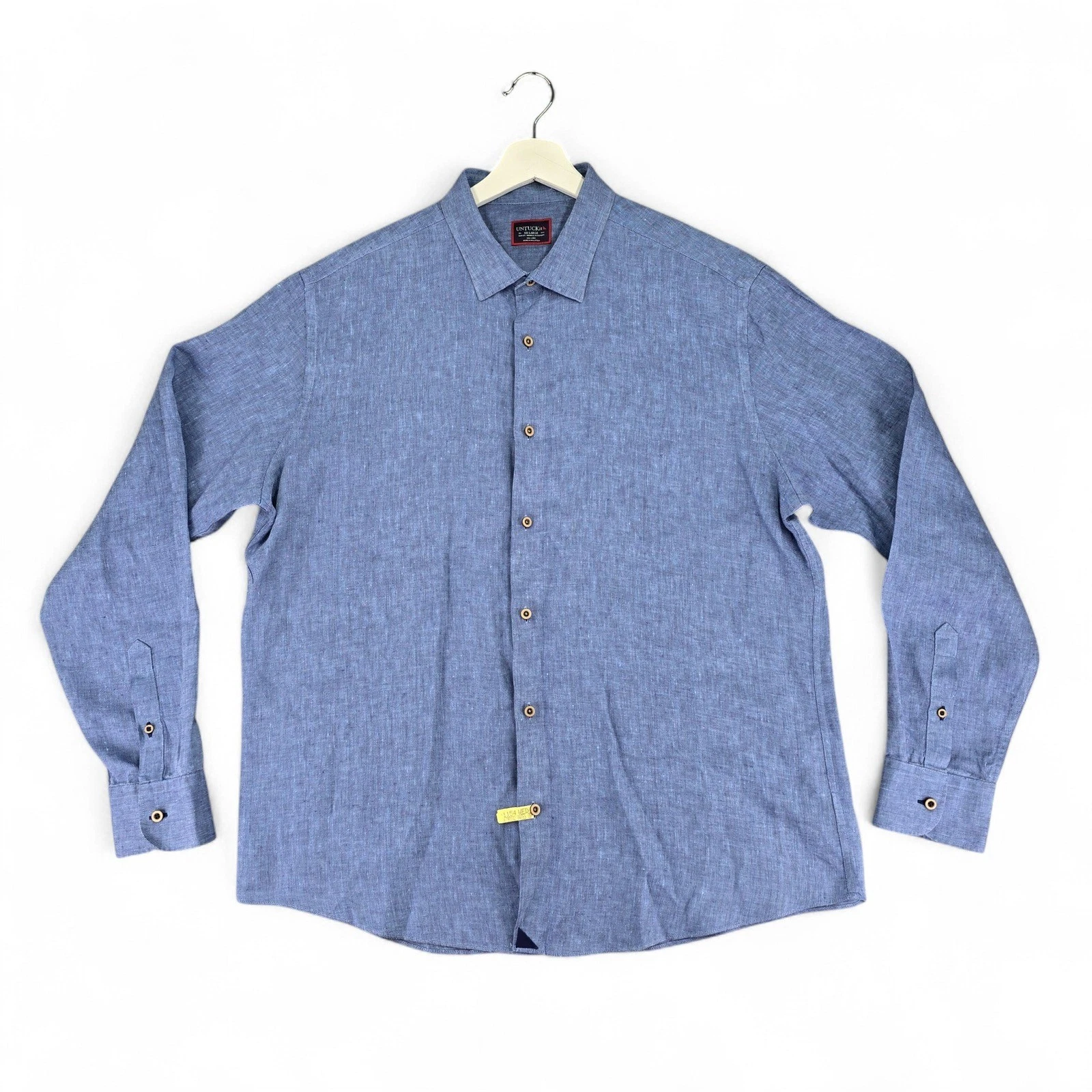 UNTUCKit Linen Shirt Long Sleeve Button Up Casual Blue Mens XXL
