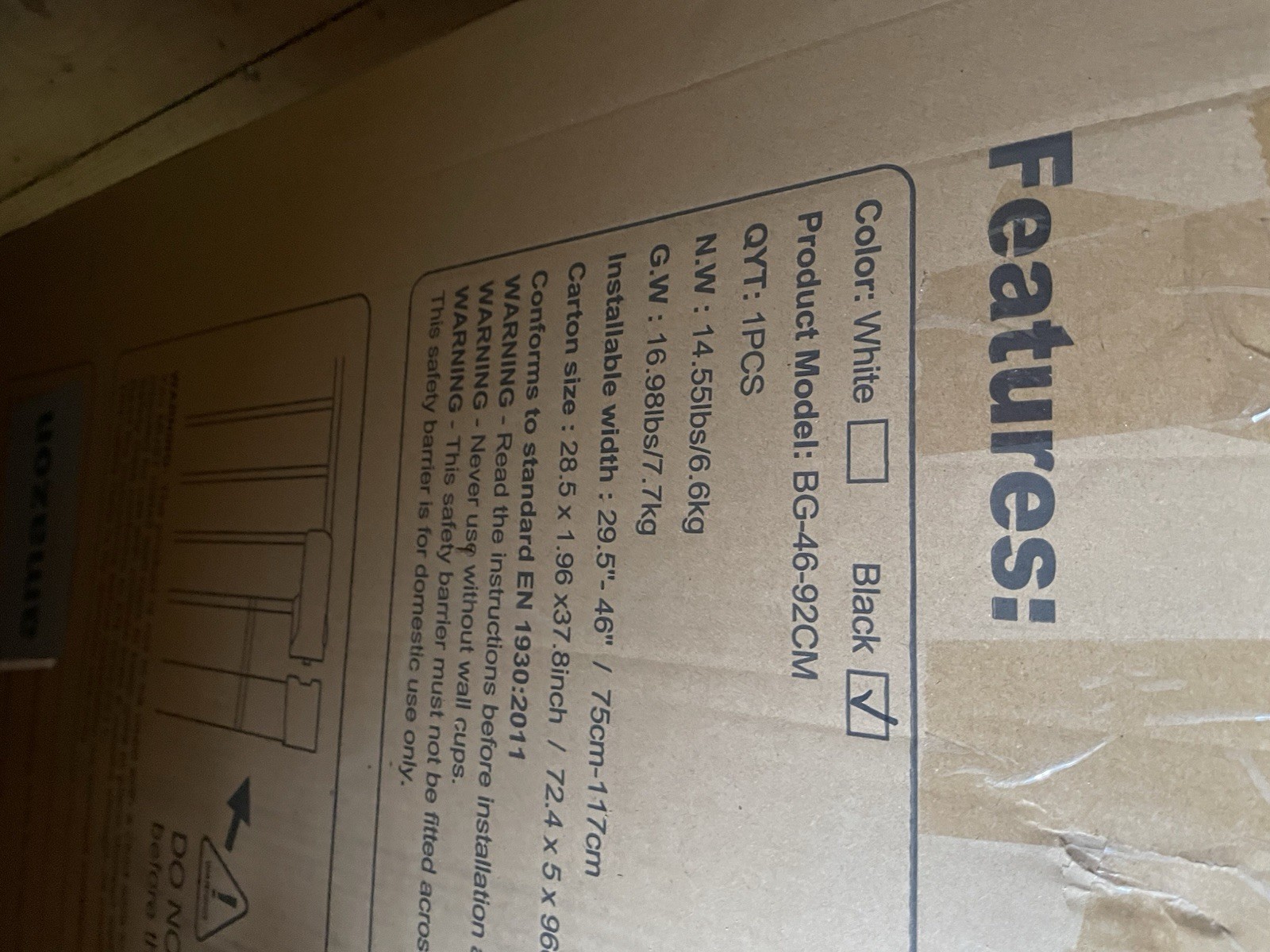 COMOMY 29.5-48.8" Wide, 36"-Extra Tall Baby Dog Safety Gate Pressure-Mount BLACK