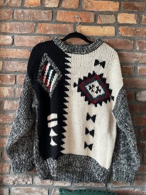 Hand Knit Wool Blend Vintage Sweater - Smithy's Size XL in Great Condition