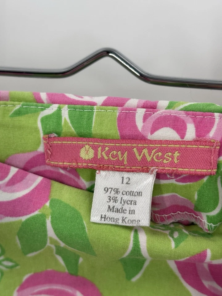 Key West Y2K юбка юбка женщин 12 зеленый розовый цветочный стороны банты мини линия - Изображение 4 из 4