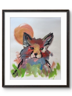 FOX AND GOLD SUN 14x11 Original #30 Abstract PAPER Fine Art