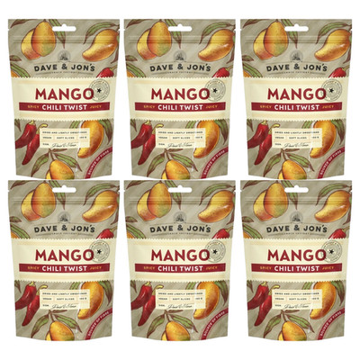  ️ 6x Dave & Jon's Torkad Mango med Chili Twist 100g Sweet & Spicy Vegan Snack