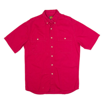 FADED GLORY Vintage Herren Hemd Schlicht Rot 90er Kurzarm M