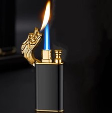 Briquet Dragon Tempête Double Flamme Bleue Rechargeable Butane Luxe