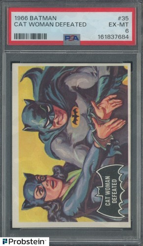 1966 Topps Batman Black Bat #35 Cat Woman Defeated — PSA 6