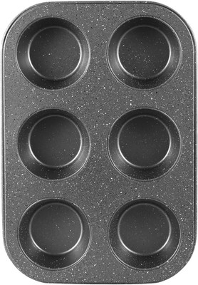 Nonstick 6-Cup Muffin Pan, Carbon Steel Cupcake Baking Tray, Small Cheesecake...