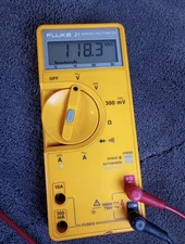 FLUKE 21 Multimeter Series II W/ Probes And Manual. (WORKS)