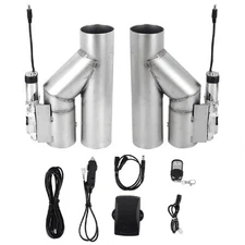 2x 3" Electric Exhaust Downpipe Y-Pipe Valve W/ Controller Remote Kit