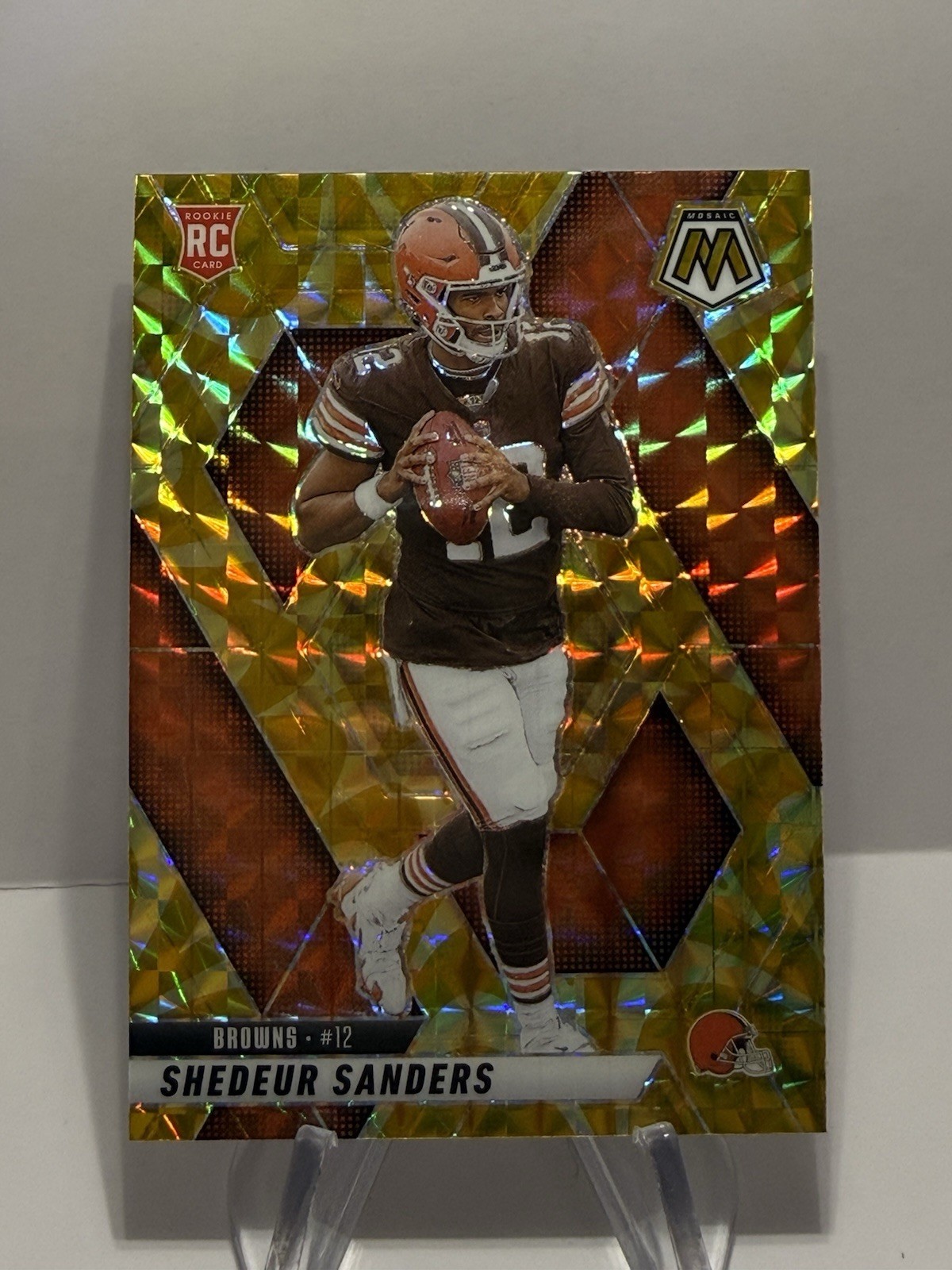 2025 Panini Mosaic SHEDEUR SANDERS #302 Reactive Yellow Prizm Rookie RC Browns