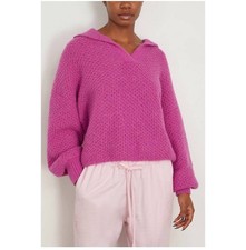 XiRENA Ally Sweater Roselle Pink XS Baby Alpaca NWT Knit V-Neck Balloon Sleeve