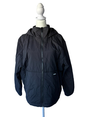 Halfdays Bessie Quilted Jacket Black Womens M Packable Gorpcore Travel Hoodie