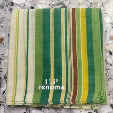 MAN HANKY GREEN YELLOW STRIPED CLASSIC VINTAGE COTTON POCKET ART SQUARE17   M344