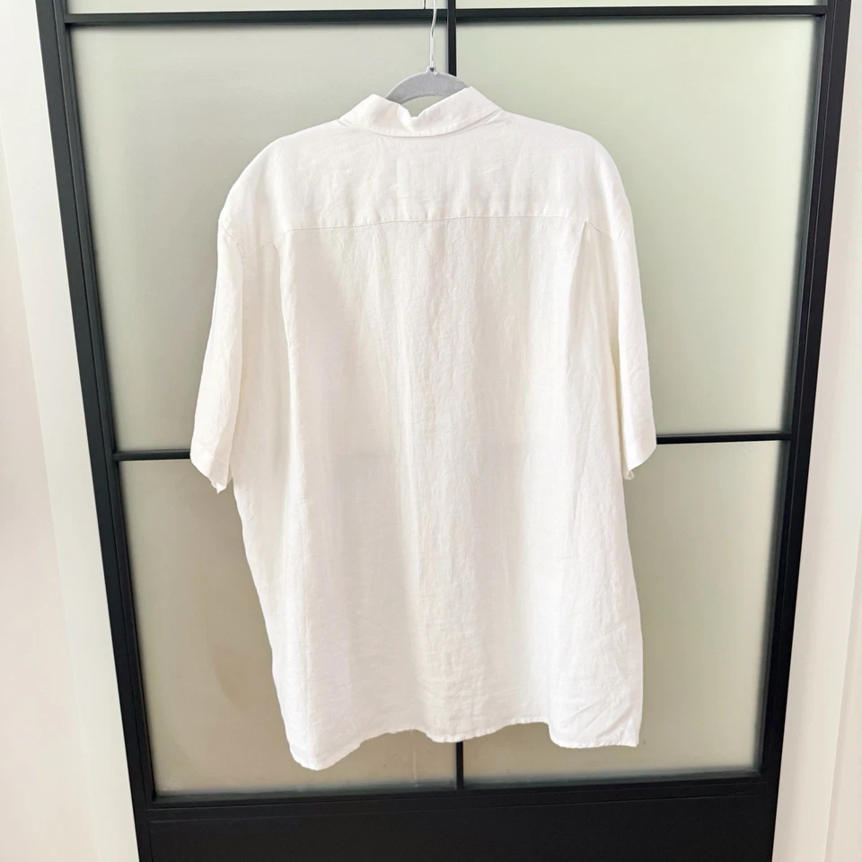 Merona 100% Linen Shirt Mens XL White Casual Button Down Short Sleeve Utility - Image 3 of 4