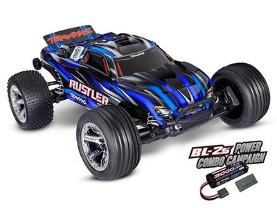 Traxxas Rustler 2WD Brushless BL-2S RTR blau 1:10 Stadium Truck mit 2S Lipo Akku