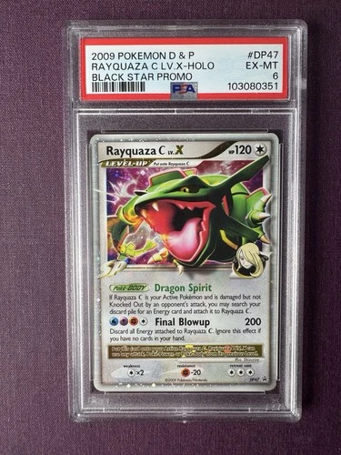2009 POKEMON DIAMOND & PEARL BLACK STAR PROMO #DP47 RAYQUAZA C LV.X-HOLO PSA 6