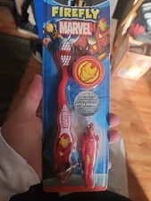 *RARE* Firefly Iron Man Toothbrush with Mini Chain Figurine and Travel Kit