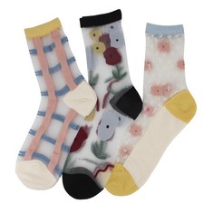 Women Sheer Sock Cute See Through Lace Transparent Floral Mesh Summer Daily