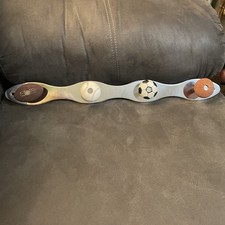 Vintage Sports Wall Hanging 5-Hook Rack Football Basketball Soccer Baseb  BinB