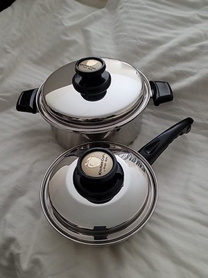 Kitchen craft Stainless Steel Four-Piece Saucepan Set Vented Lids 7 1/4  &9 1/2 