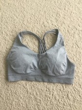 Pro Fit Women's Seamless Sports Bra Gray Yoga Pilates Crisscross Med