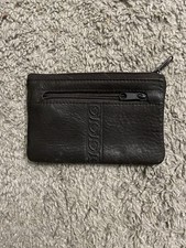 Brown Genuine Leather Small Coin Holder Change Purse Zipper Key Card Wallet
