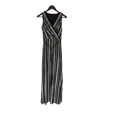 WHBM Striped Maxi Dress Sleeveless Black & White V-Neck Size 2