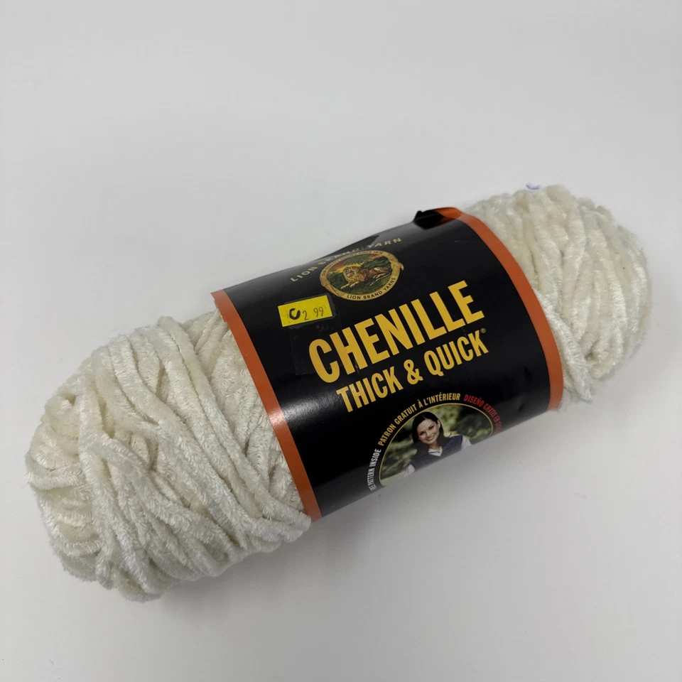 Hilo de chenilla marca León grueso y rápido acrílico rayón súper voluminoso blanco antiguo Foto 3 de 4