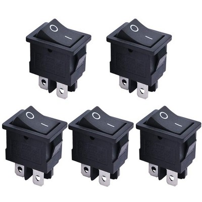 5pcs Snap-in DPST Rocker Switch Toggle Power ON-Off Switch 4 Pin AC 250V 6A 1...