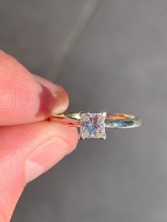 18ct gold diamond 55 point princess cut solitaire engagement ring