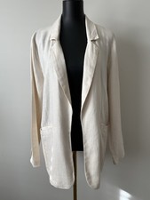 Stoosh Women's M Linen Blend Open Front Blazer Pockets