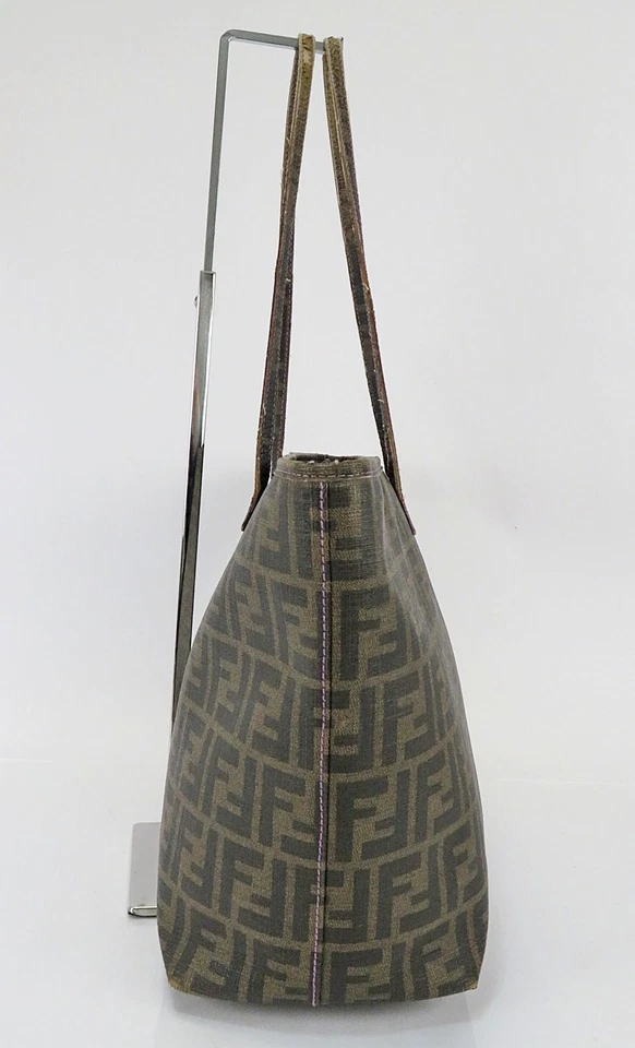 Authentic FENDI Brown Zucca PVC Canvas Tote Bag Purse #62081 - Image 4 of 4