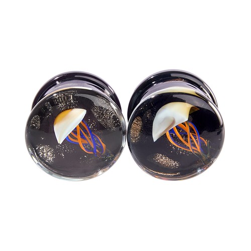 1Pair Jellyfish Glass Saddle Ear Plugs Guages Flesh Tunnels Stretcher Piercing - Picture 15 of 15