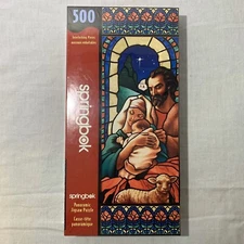 Puzzle Jigsaw 500 Springbok Nativity Christmas Panoramic Jesus Stained Glass