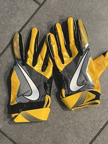 GAME USED Nike Iowa Hawkeyes Team Issued Vapor Football Jet Gloves - Picture 2 of 2