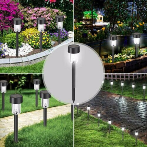 5~10x Solar Stake Lights in Multicolor- Garden LED Stainless Steel Path Lighting - Picture 9 of 13