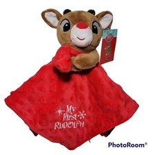 Rudolph Red Nosed Reindeer Lovey Rattle Security Blanket MY FIRST RUDOLPH 12x12