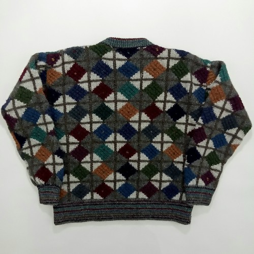 Suéter tejido a mano vintage Hallet San Francisco geométrico de lana de alpaca para mujer M - Imagen 3 de 3