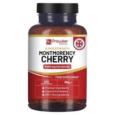 Montmorency Cherry 6400mg - 200 Tarte Cherry Kapseln - Natürliche Tart Cherry