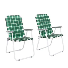 2 Pack Portable Folding Web Chair Beach Chair Lawn Patio Webbed Strap Camping